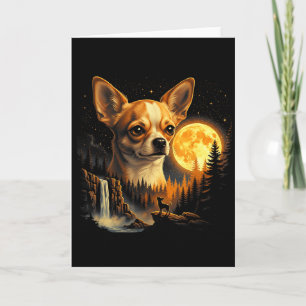 Carte Chihuahua hurlant à la Lune Vintage drôle de Chihu