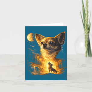 Carte Chihuahua hurle à la lune vintage drôle