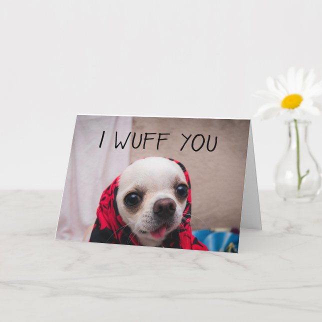 Carte Chihuahua mignon je t'aime d'amour Saint-Valentin (Petite plante)