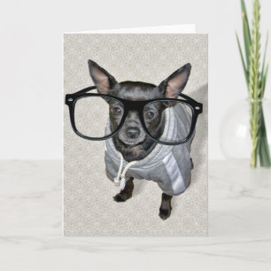 Carte Chihuahua noir avec lunettes Photo