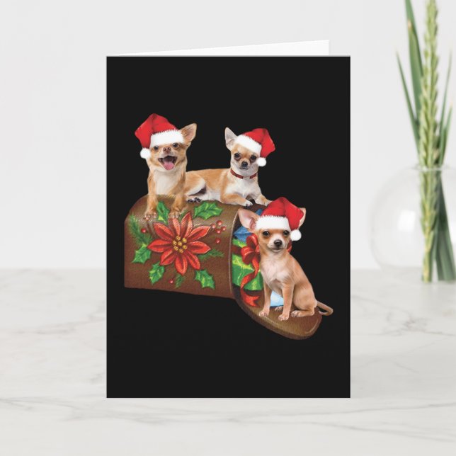 Carte Chihuahua On Box Letter Christmas Ornement mignon (Devant)