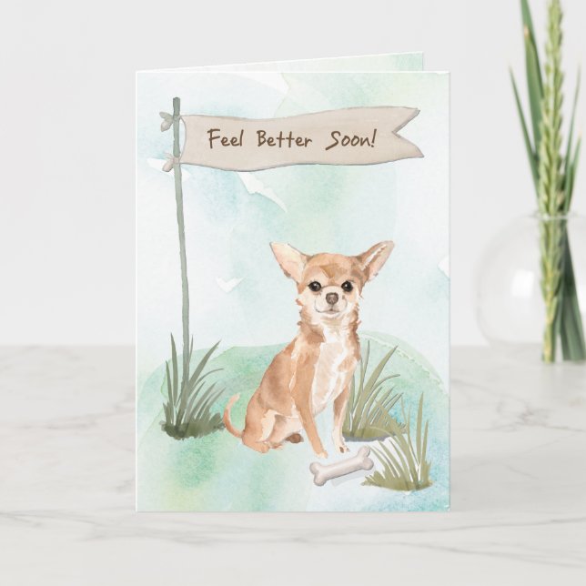 Carte Chihuahua se sent mieux après la chirurgie avec ch (Devant)