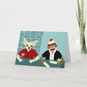 Carte Chihuahua & Singe Sock