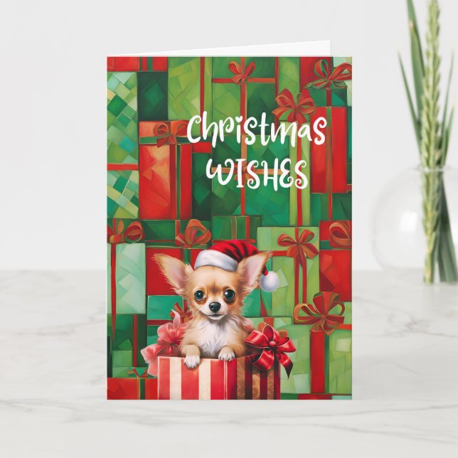 Carte Chihuahua voeux de Noël et baisers (Devant)