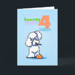 Carte Children Kids Happy Birthday Age 4 Poodle<br><div class="desc">Personalize this unique child art 4th birthday card with your own personal message inside. White Poodle art and surface design by Off-Leash Art. Find cards for more ages in our store.</div>