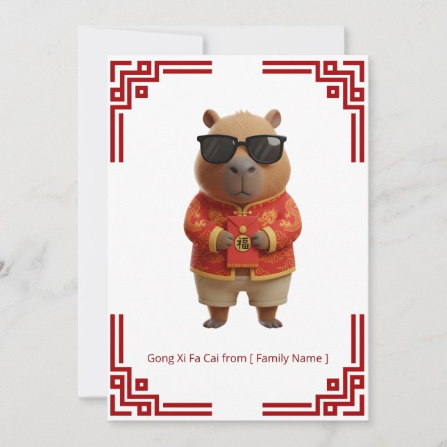 Carte Chill Capybara Gong Xi Fa Cai Card (Devant)