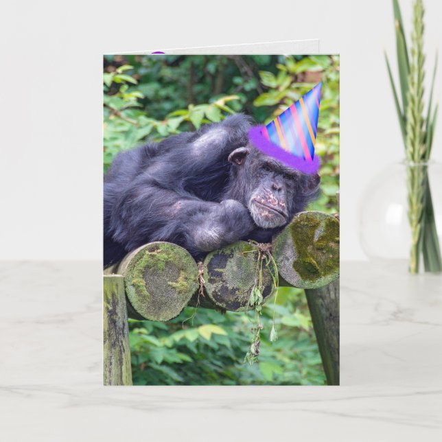 Carte chimpanzé de fête pour un anniversaire humoristiqu (Devant)