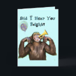 Carte Chimpanzé drôle au-dessus de l'anniversaire de<br><div class="desc">Chimpanzé drôle au-dessus des cartes d'anniversaire de colline et au-dessus des cadeaux d'anniversaire de colline.</div>