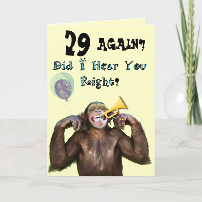 Carte Chimpanzé drôle sur la colline Anniversaire (Devant)