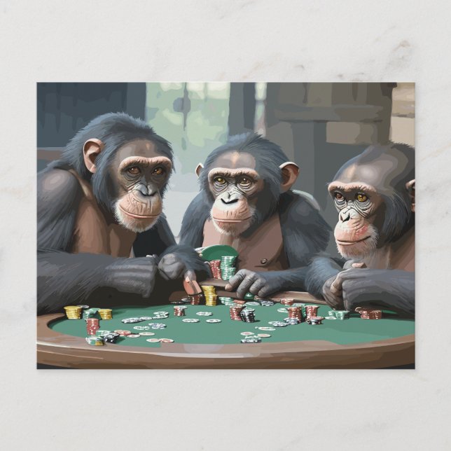 carte Chimpanzés jouer au poker (Devant)