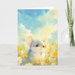 Carte Chinchilla Joie Coup d'oeil sur les fleurs sauvage