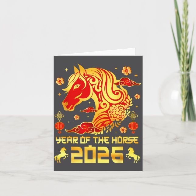 Carte Chinese New Year 2026 Horse Happy Chinese New Year (Devant)