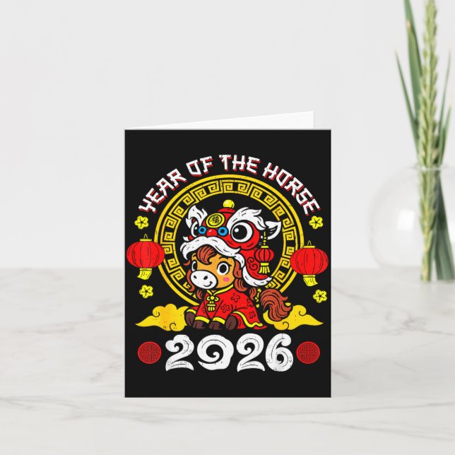 Carte Chinese New Year 2026 Year Of The Horse Lunar New  (Devant)