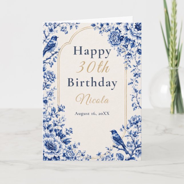 Carte Chinoiserie Bleu Anniversaire (Devant)