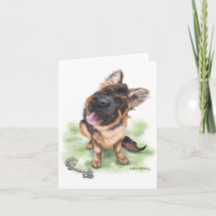 Carte Chiot Berger Allemand de dessin animé adorable