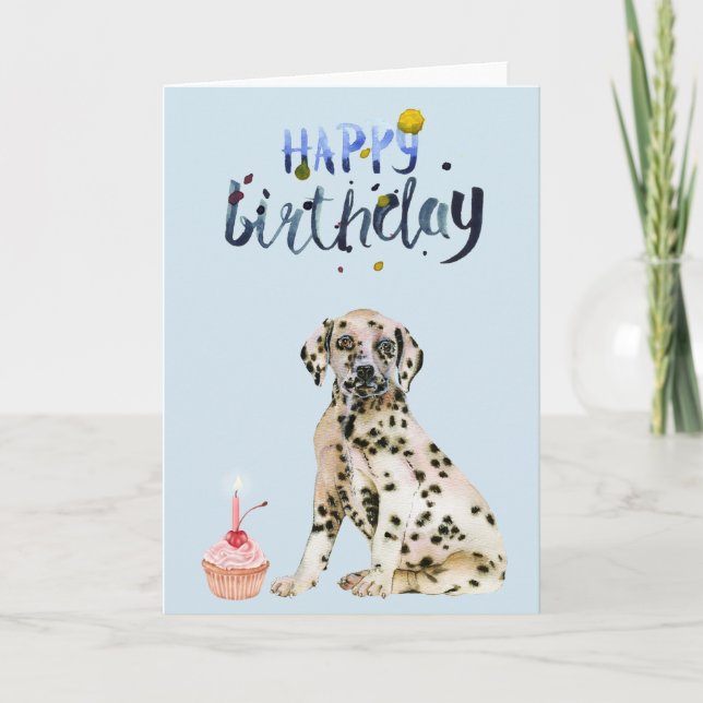 Carte Chiot Dalmatien Anniversaire Mignon (Devant)