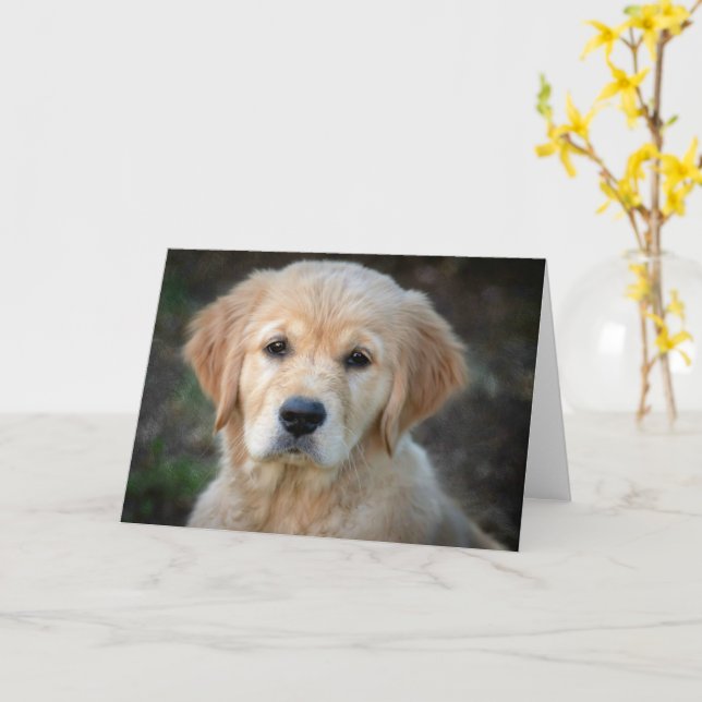 Carte Chiot Golden Retriever (Fleur jaune)