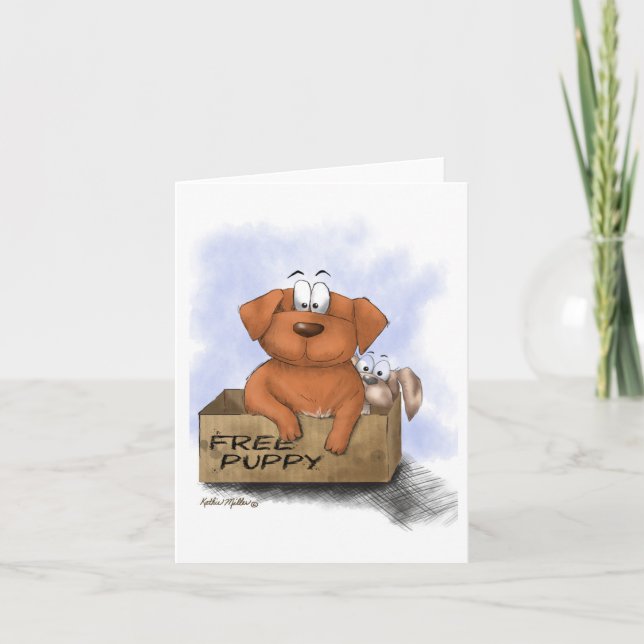 Carte Chiot Gratuit Plus 1 Dessin Animé (Devant)