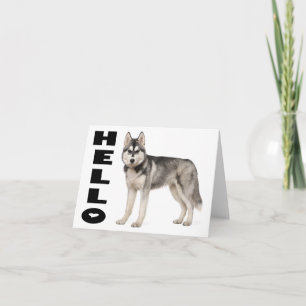 Carte Chiot Husky Sibérien Bonjour, ,Tu Me Manques, Amou