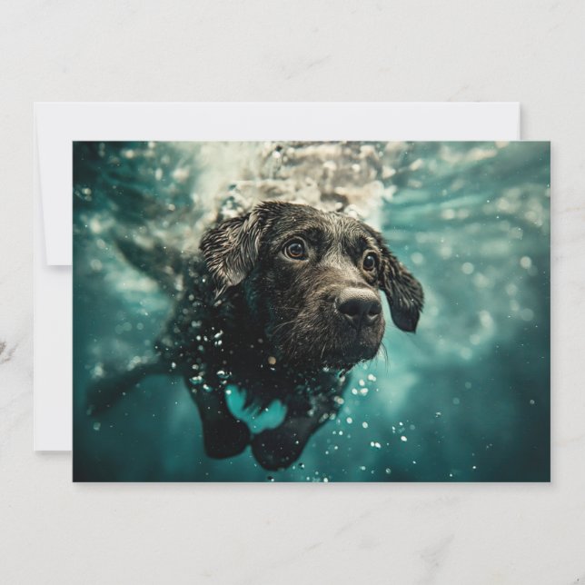 Carte Chiot labrador nageant sous l'eau Design (Devant)