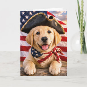 Carte Chiot Labrador Retriever portant un tricorne