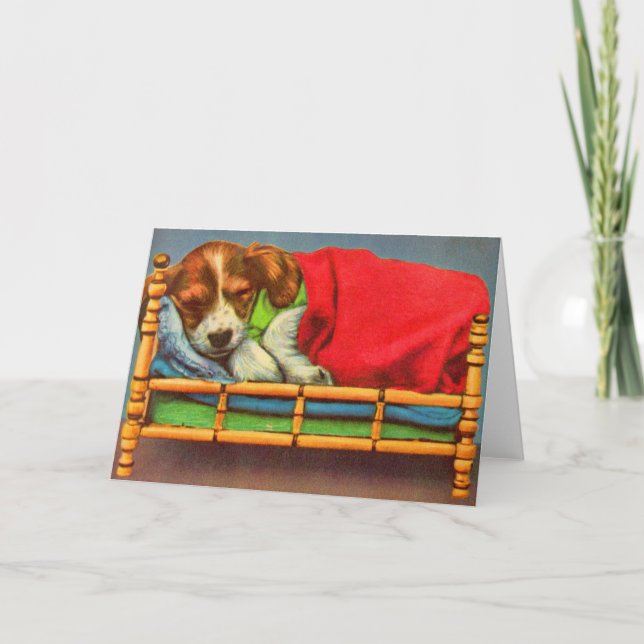 Carte chiot mignon endormi (Devant)