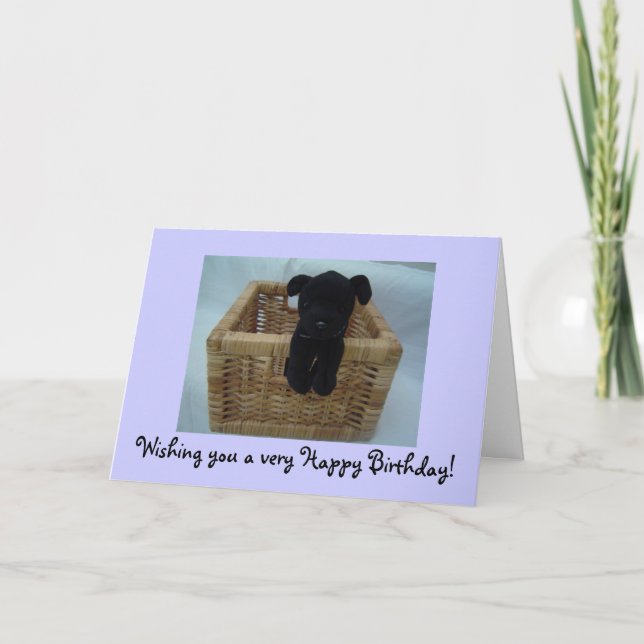 Carte Chiot Noir Dans Un Panier (Devant)