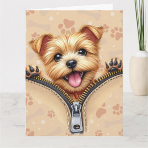 Carte Chiot Terrier Dans Une Poche Zipper