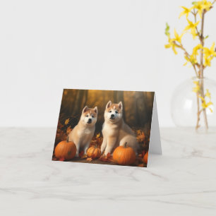 Carte Chiots Akita Délice d'Automne Citrouille