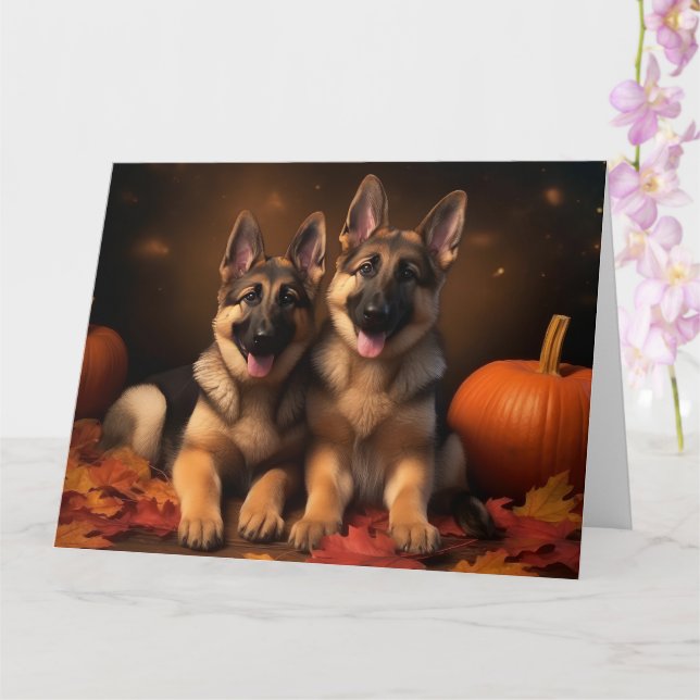 Carte Chiots Berger Allemand Délice d'Automne Citrouille (Orchidée)