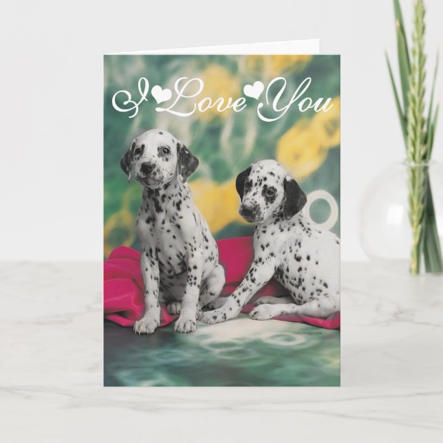 Carte Chiots dalmatiens Image Je t'aime. (Devant)