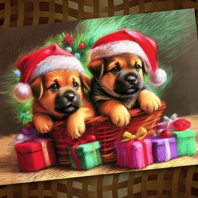 Carte Chiots de Noël Dur Pastel (Créateur téléchargé)
