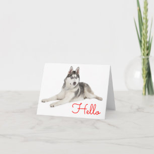 Carte Chiots Husky Sibérien Bonjour, Pensée pour toi