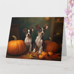 Carte Chiots Rat Terrier Délice d'Automne Citrouille