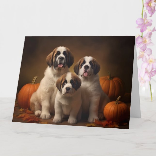Carte Chiots Saint-Bernard Délice d'Automne Citrouille (Orchidée)