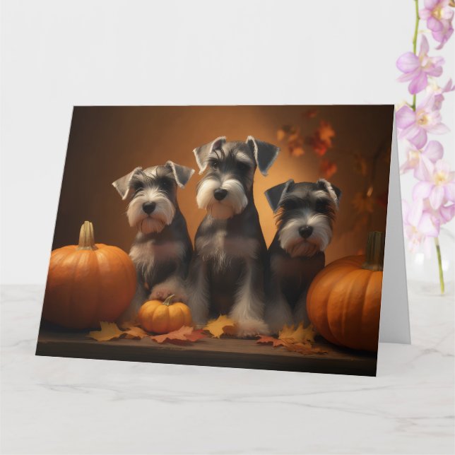 Carte Chiots Schnauzer Délice d'Automne Citrouille  (Orchidée)