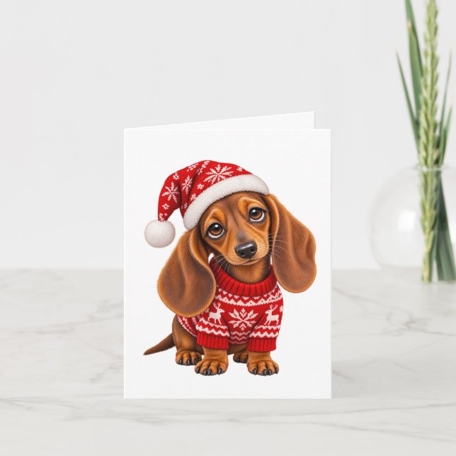 Carte Chiots teckel de Noël (Devant)