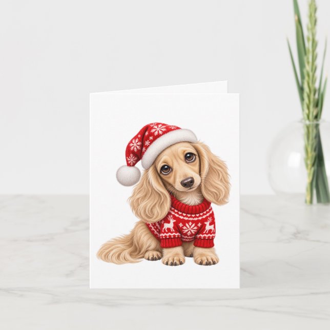 Carte Chiots teckel de Noël (Devant)