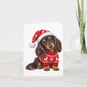 Carte Chiots teckel de Noël