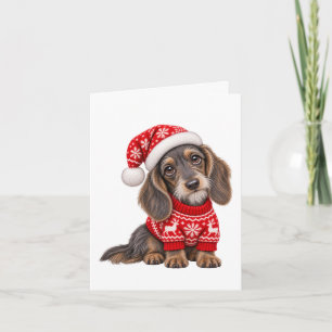 Carte Chiots Teckel pour Noël