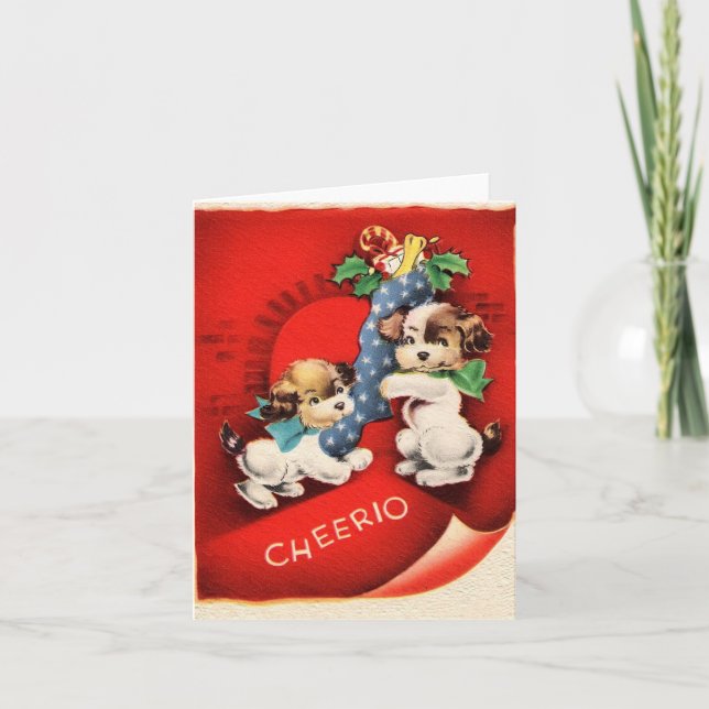 Carte Chiots Vintage Cheerio Noël (Devant)