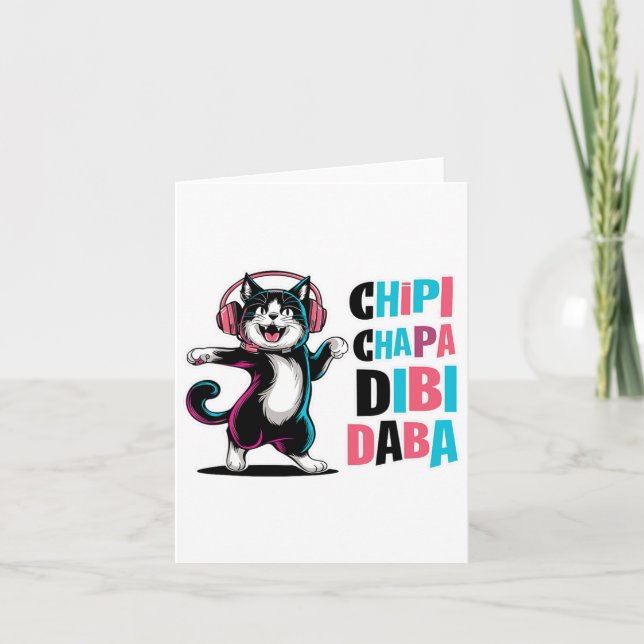 Carte Chipi Chapa Dibi Daba Dancing Chat Dessin (Devant)