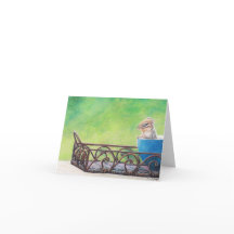 Chipmunk dans Blue Bowl Animal Art Note Card