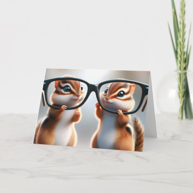 Carte Chipmunks avec lunettes Humour d'anniversaire (Devant)