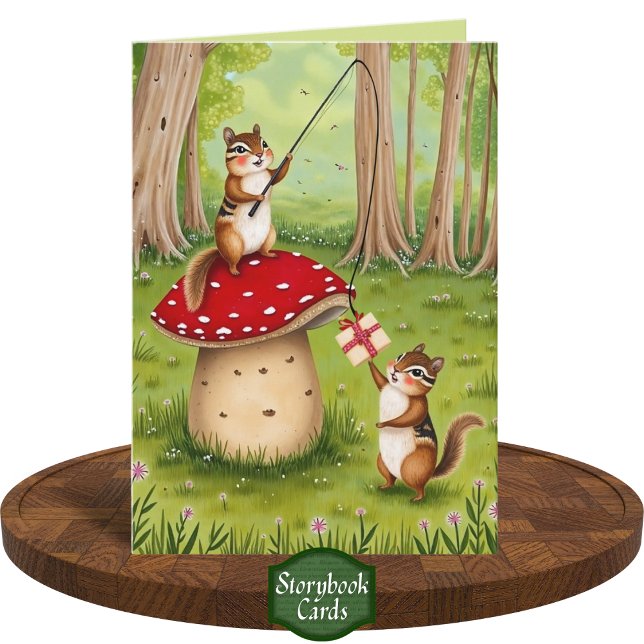 Carte Chipmunks Drôle Jouer Toadstool Joyeux anniversair (Créateur téléchargé)