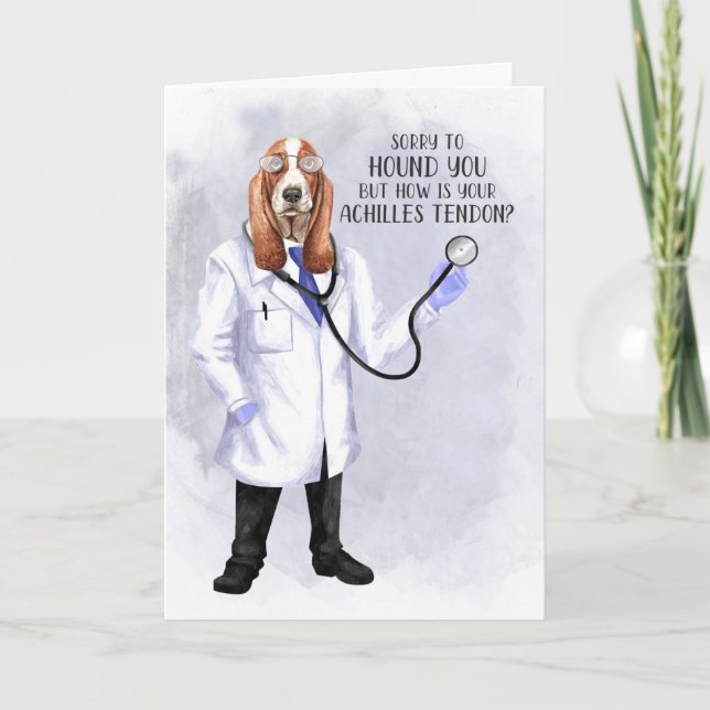 Carte Chirurgie Achilles Tendon Funny Hound Chien Docteu (Devant)