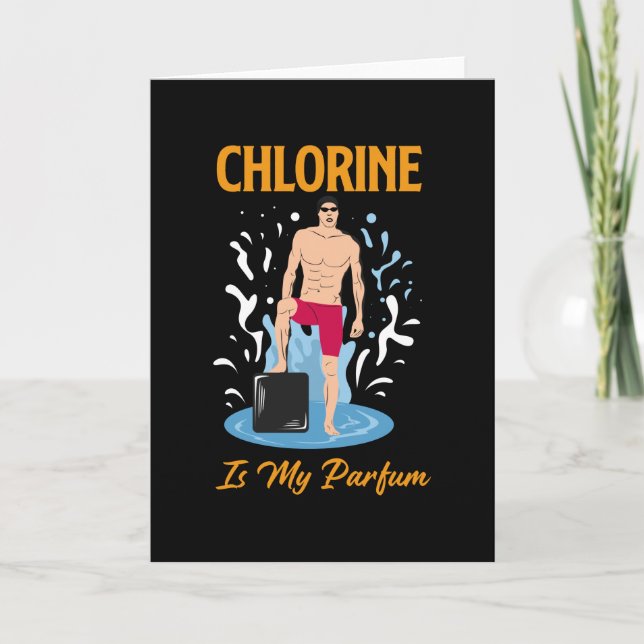 Carte Chlorine Is My Partum - Swimmer Design (Devant)