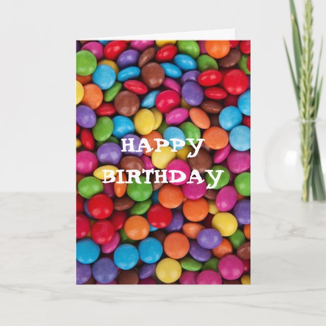 Carte Chocolat bonbon couleur arc-en-ciel Joyeux anniver (Devant)