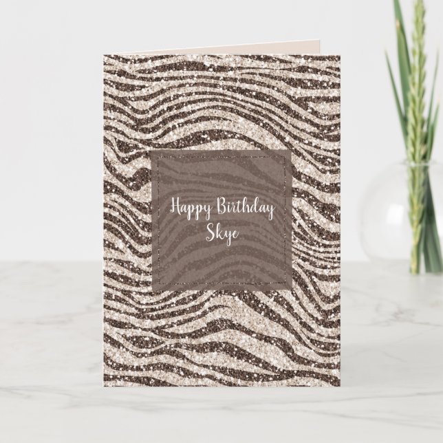 Carte Chocolat Brown crème Blush Zebra Parties scintilla (Devant)