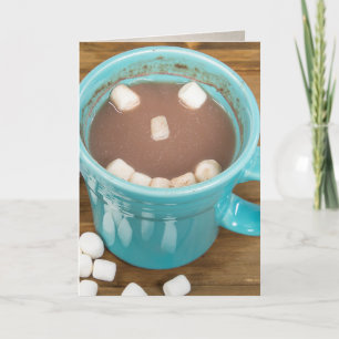 Carte chocolat chaud au visage heureux